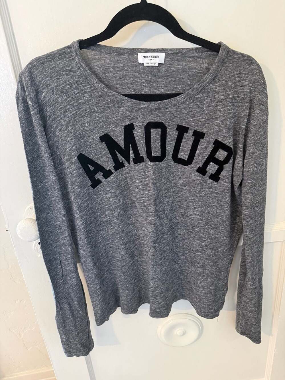 Zadig & Voltaire Willy Chine Amour Grey Long Sleeve Shirt